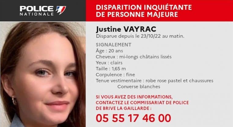 Disparition inquiétante de Justine une étudiante de 20 ans à la