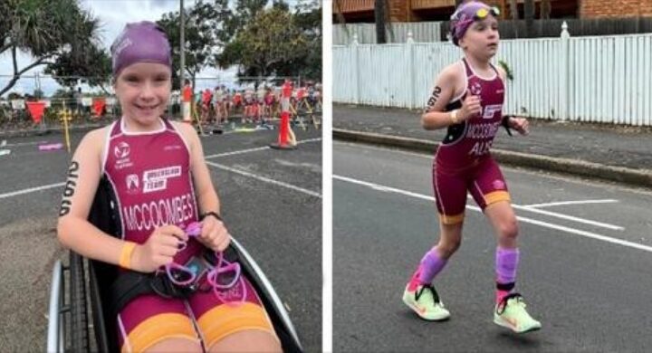Cette petite fille atteinte de spina bifida réussit à terminer un triathlon alors qu’elle pensait ne jamais pouvoir marcher