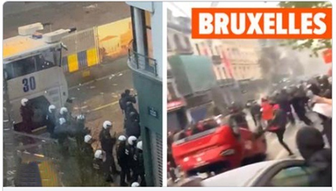 Policiers pris pour cible, voiture retournée, mobilier dégradé: des violences éclatent au coeur de Bruxelles