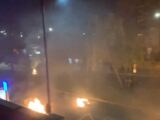 Les Champs-Élysées sous les gaz lacrymogènes hier soir